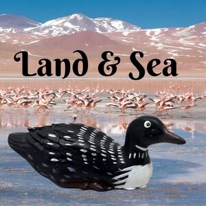 Land & Sea Mini Duck Collectible Black & White Resin Small